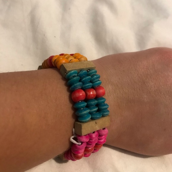 Thick Wooden Beaded Bracelet - Picture 2 of 2